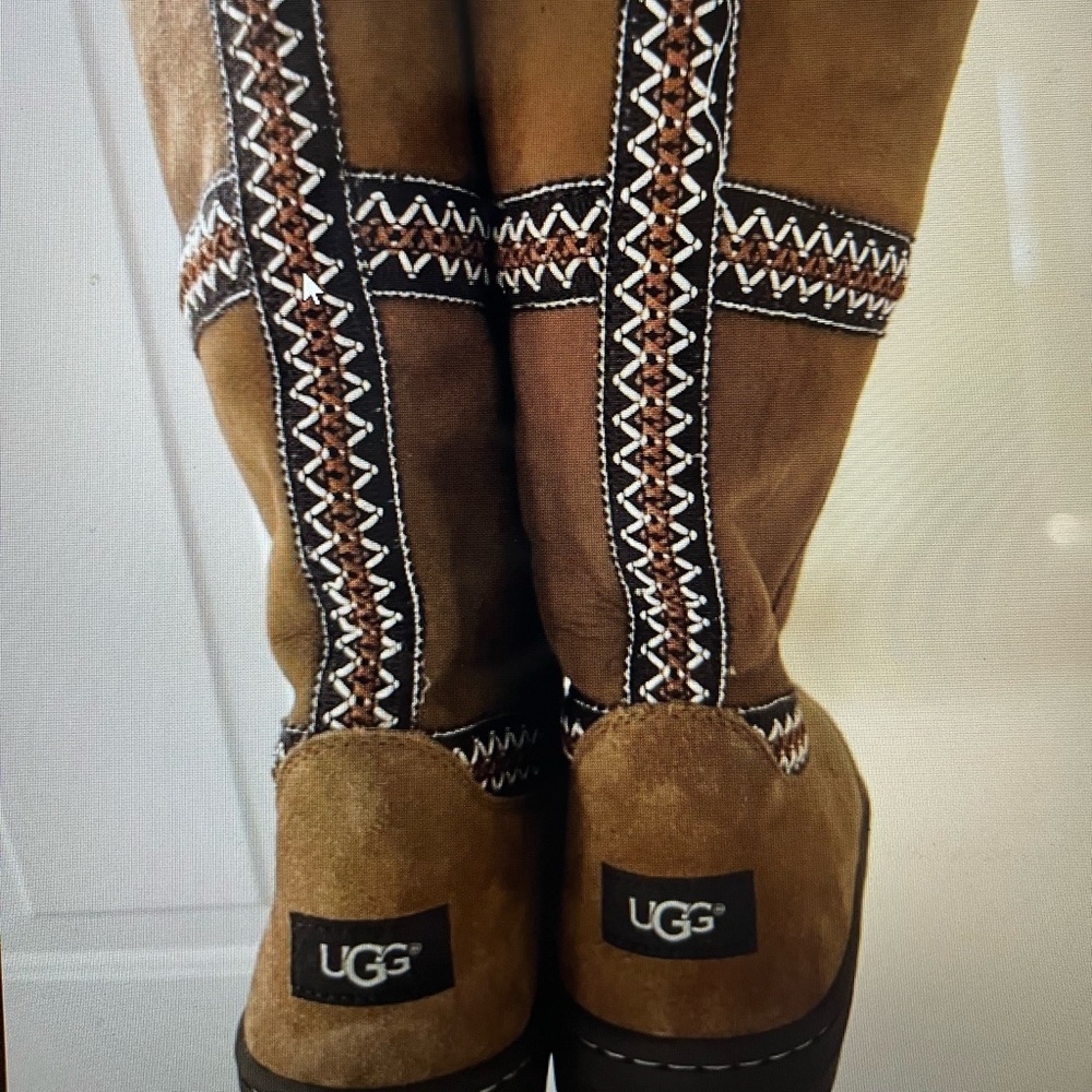 Brand New! Ugg Ultra Tall Tasman Braid Chestnut Boots